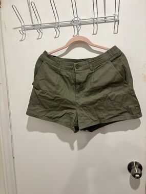 Ambiance Olive Green Casual Womens Shorts